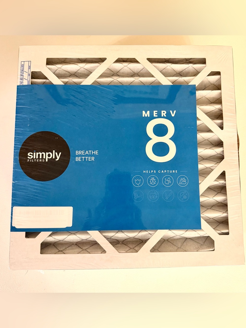 Simply Air Filter 12x12x1 MERV 8 Furnace HVAC 6 Pk White Actual 11.75x11.75x.75